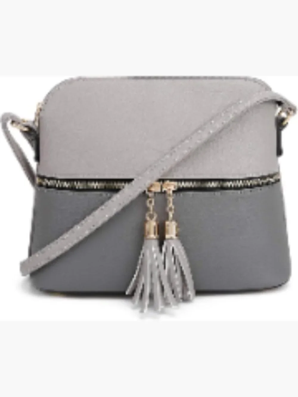 Lightweight Medium Dome Crossbody Bag with Tassel, Zipper Pocket, Adjustable